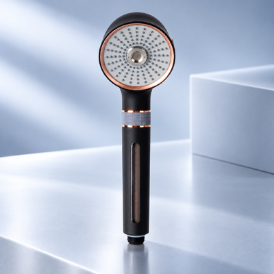 Schwarz-Rose-Gold-Mikro-Nano-Blasen-Duschkopf 3 Sprühmodi Wasser sparen Handdusche