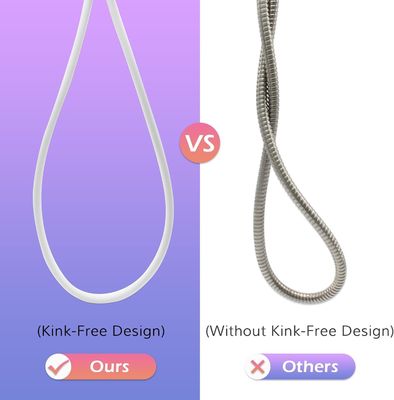 Revolutionäres ultrasoftes Anti-Kink-Silicone-Duschschlauchverlängerung mit Messing-Einsatz und Nuss