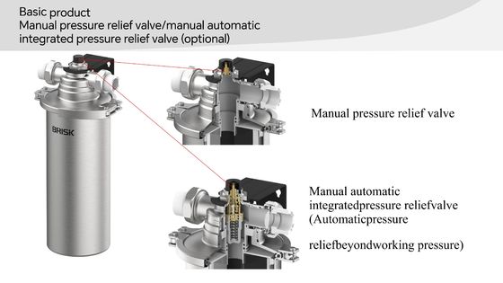 5 Mikron Filtrationsvorfilter aus Edelstahl mit manuellem Druckentlastungsventil