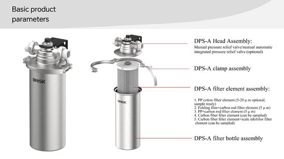 5 Mikron Filtrationsvorfilter aus Edelstahl mit manuellem Druckentlastungsventil