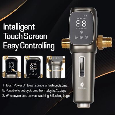 AT-30G-BS Automatic Whole House Sediment Pre-Filter with 40 Micron Filtration Accuracy and Timed Self-Flushing SUS316L Stainless Steel Mesh
