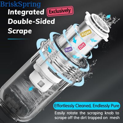 40 Micron Whole House Water Pre Filter with Reusable Mesh and Manual Flush for Sediment Removal