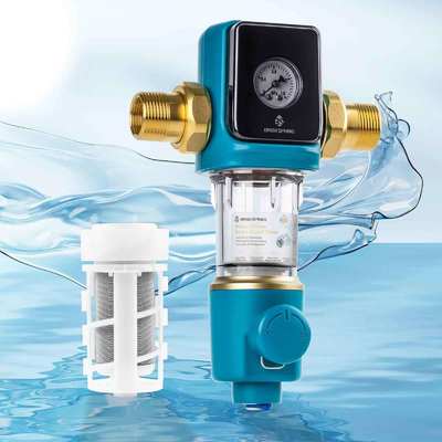 BPA-freier Auto-Schluss 40 Mikron Siphon Spin Down Vorfilter für Hauswassersystem mit integriertem Schraubreiniger