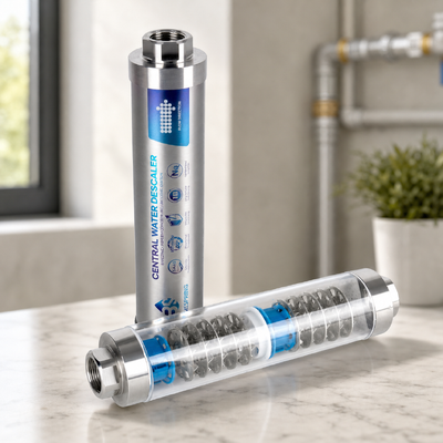 Q1 Durchsichtige Lebensmittelqualität für das gesamte Haus Hocheffizienz Nicht-Salzwasser-Entkalker-Skala-Hemmer