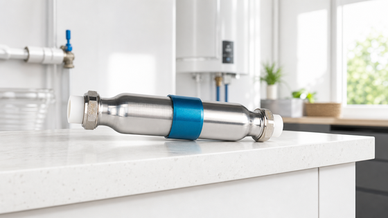 Salzfreier physikalischer Wasserentkalker mit kompaktem Inline-Design für die Kalkkontrolle im ganzen Haus - Kein Strom erforderlich