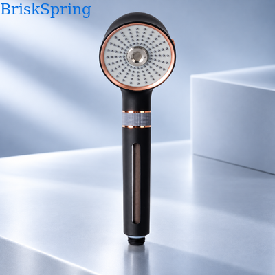 Schwarz-Rose-Gold-Mikro-Nano-Blasen-Duschkopf 3 Sprühmodi Wasser sparen Handdusche