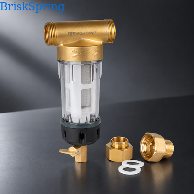 40 Micron Whole House Water Pre Filter with Reusable Mesh and Manual Flush for Sediment Removal
